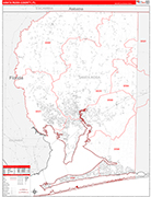Santa Rosa County Wall Map Red Line Style